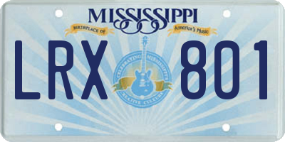 MS license plate LRX801