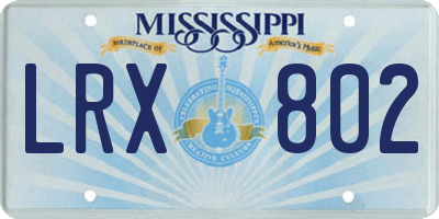 MS license plate LRX802