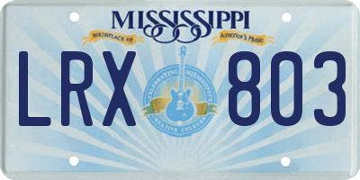 MS license plate LRX803