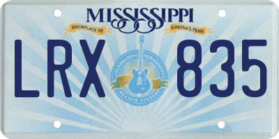 MS license plate LRX835