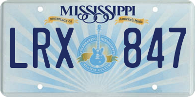 MS license plate LRX847