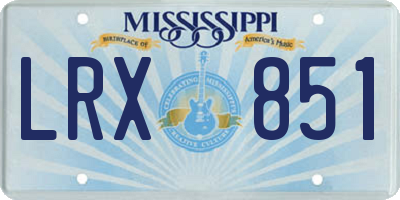 MS license plate LRX851