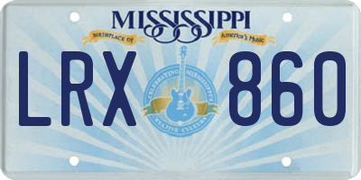 MS license plate LRX860