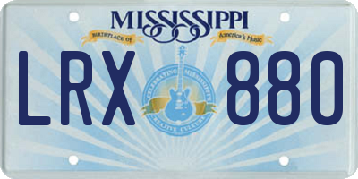 MS license plate LRX880