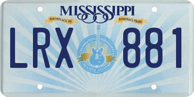 MS license plate LRX881