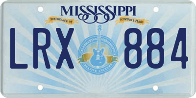 MS license plate LRX884