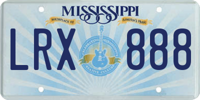 MS license plate LRX888