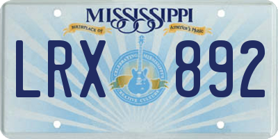 MS license plate LRX892