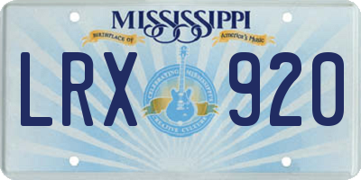 MS license plate LRX920