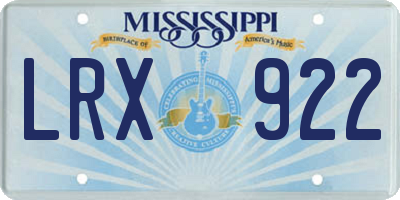 MS license plate LRX922