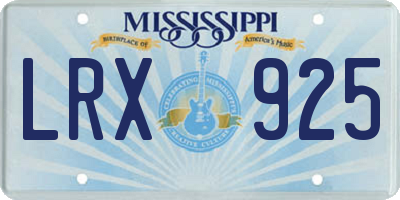 MS license plate LRX925
