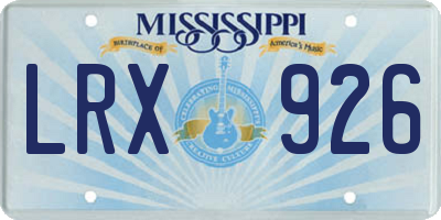 MS license plate LRX926