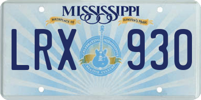 MS license plate LRX930