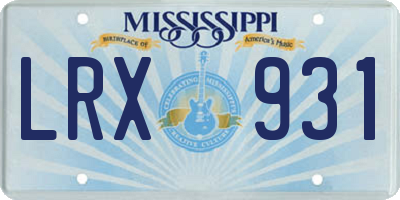 MS license plate LRX931