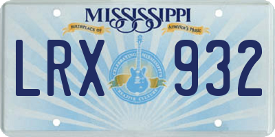 MS license plate LRX932