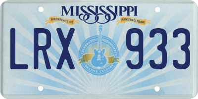MS license plate LRX933