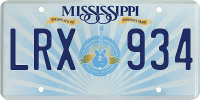 MS license plate LRX934