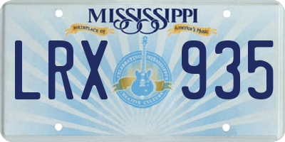 MS license plate LRX935