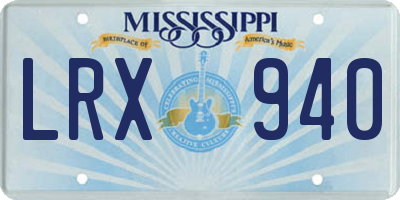 MS license plate LRX940