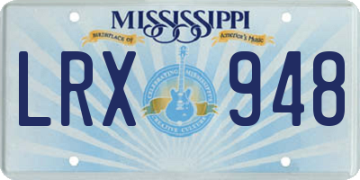 MS license plate LRX948