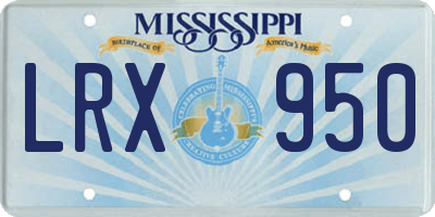MS license plate LRX950