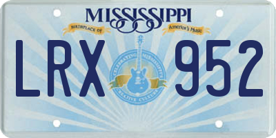 MS license plate LRX952
