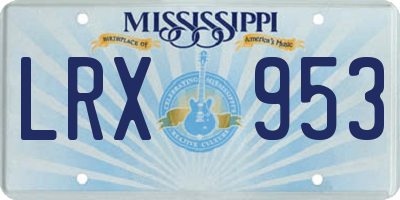 MS license plate LRX953
