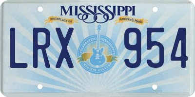 MS license plate LRX954