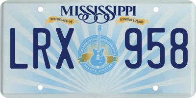 MS license plate LRX958