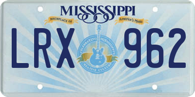 MS license plate LRX962