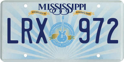 MS license plate LRX972
