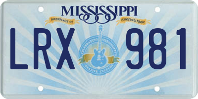 MS license plate LRX981