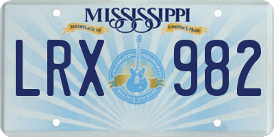 MS license plate LRX982