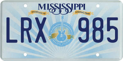 MS license plate LRX985