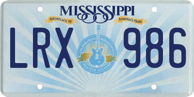 MS license plate LRX986