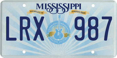 MS license plate LRX987