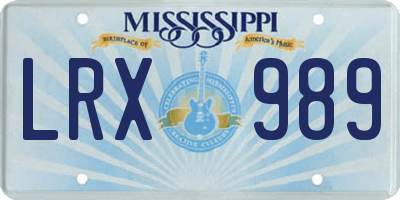 MS license plate LRX989