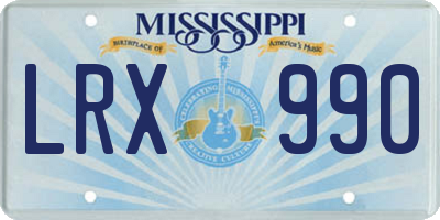 MS license plate LRX990