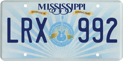MS license plate LRX992