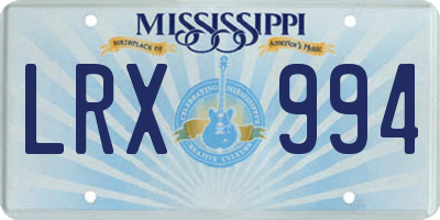 MS license plate LRX994