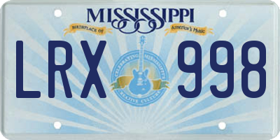 MS license plate LRX998