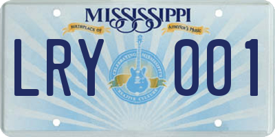 MS license plate LRY001