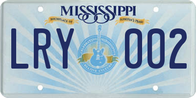 MS license plate LRY002