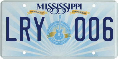 MS license plate LRY006
