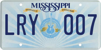 MS license plate LRY007