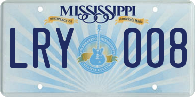 MS license plate LRY008