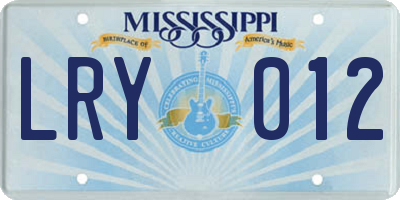 MS license plate LRY012