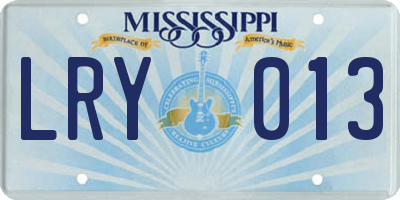MS license plate LRY013