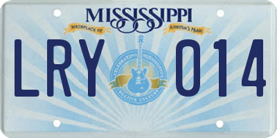 MS license plate LRY014