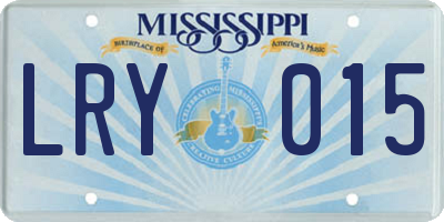 MS license plate LRY015